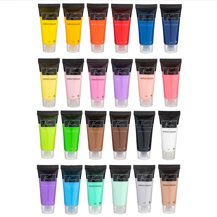 Tintas Acrílicas Nassau – Cores Base e Pastel (24 x 22 ml)