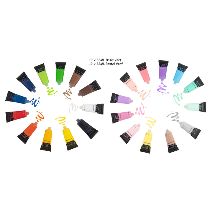 Tintas Acrílicas Nassau – Cores Base e Pastel (24 x 22 ml)