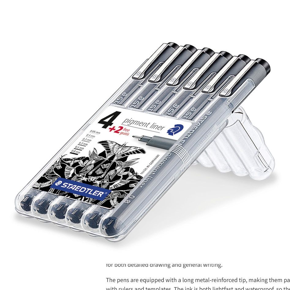 Canetas Staedtler Traço Fino e Delineador de Pigmento Preto – 6 unidades