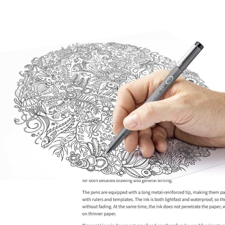 Canetas Staedtler Traço Fino e Delineador de Pigmento Preto – 6 unidades